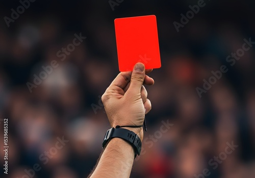 Referee Showing Red Card at a Stadium
