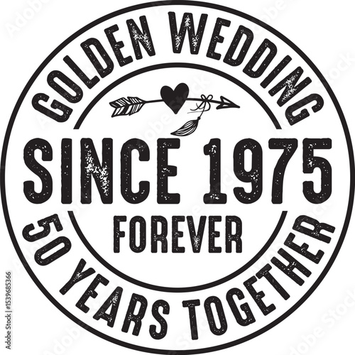 Golden Wedding Anniversary 50 Years Together Since 1975 - Forever Love