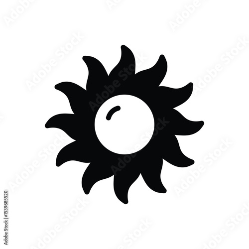 Black solid icon for sun