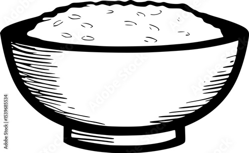 Rice Bowl – Black Lineart Vector Asian Food Icon