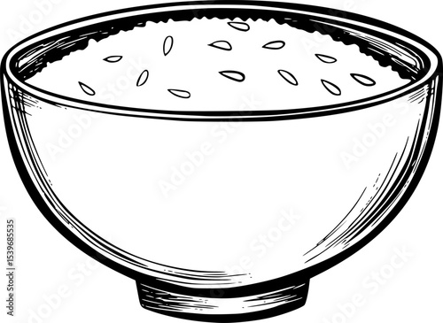 Rice Bowl – Black Lineart Vector Asian Food Icon