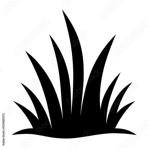 Simple black silhouette of grass blades