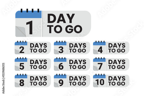 Countdown Days to Go Numbers Calendar Stickers – Vector Sale & Event Reminder