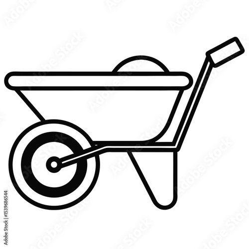 Outline Wheelbarrow Vector Icon