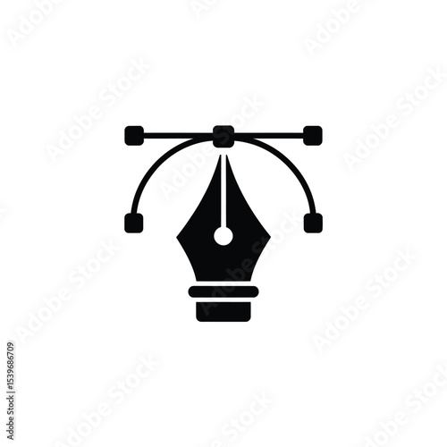 Vector pen tool icon illustration black and white symbol for graphic design suitable for website design and digital content creation