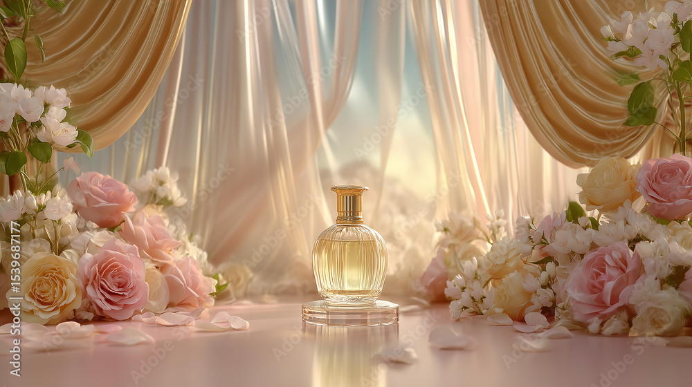 Obraz premium Elegant product mockup for perfume or cream with versatile interior background in home and office scenes