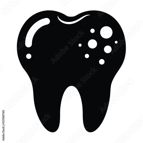 Black Tooth with Cavities
