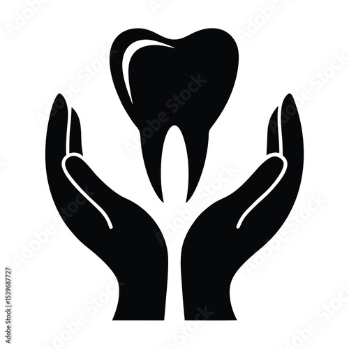 Black Hands Holding Tooth