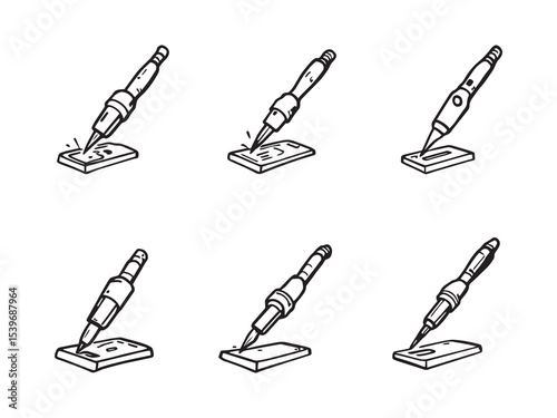black and white soldering iron line art graphic