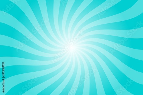 Candy color sunburst background. Abstract blue sunbeams design wallpaper. Colorful spinning lines for template, banner, poster, flyer. Sweet rotating cartoon swirl or whirlpool. Vector backdrop.