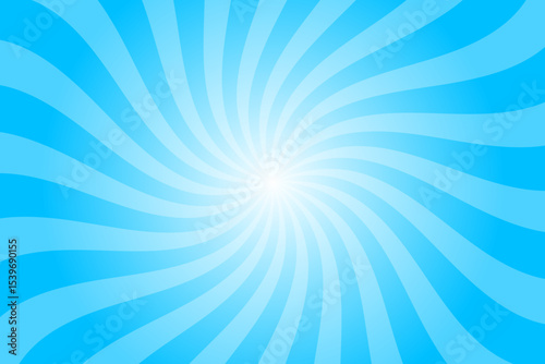 Candy color sunburst background. Abstract blue sunbeams design wallpaper. Colorful spinning lines for template, banner, poster, flyer. Sweet rotating cartoon swirl or whirlpool. Vector backdrop.
