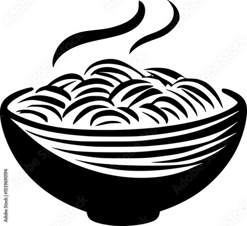 Hot Food Bowl Black Silhouette Vector Design