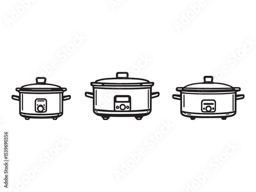 Black and white vector slow cooker modern kitchen design