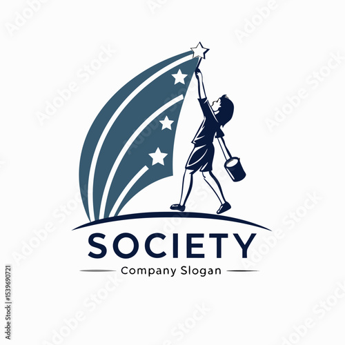 Illustration of a child reaching for a star with a paint bucket embodying concepts of goals and ambitions