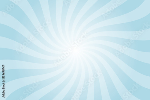 Candy color sunburst background. Abstract blue sunbeams design wallpaper. Colorful spinning lines for template, banner, poster, flyer. Sweet rotating cartoon swirl or whirlpool. Vector backdrop.