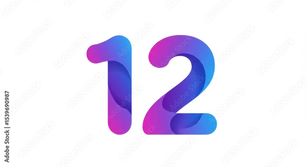 Stylish Number Twelve Design Gradient Colors Abstract 12 Modern Artwork Digital Graphic Illustration Stylish Number Twelve Design Gradient Colors Abstract 12 Modern Artwork Digital Graphic Illustration
