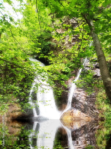 Waterfall on the Alba River, Redes Natural Park, Alba Route, Asturias-Spain,