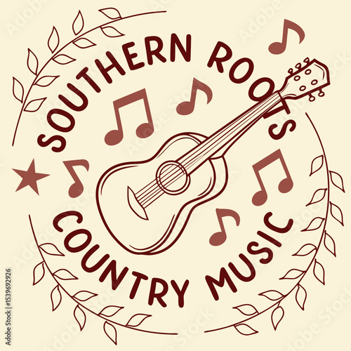 southern roots country music vintage retro logo design