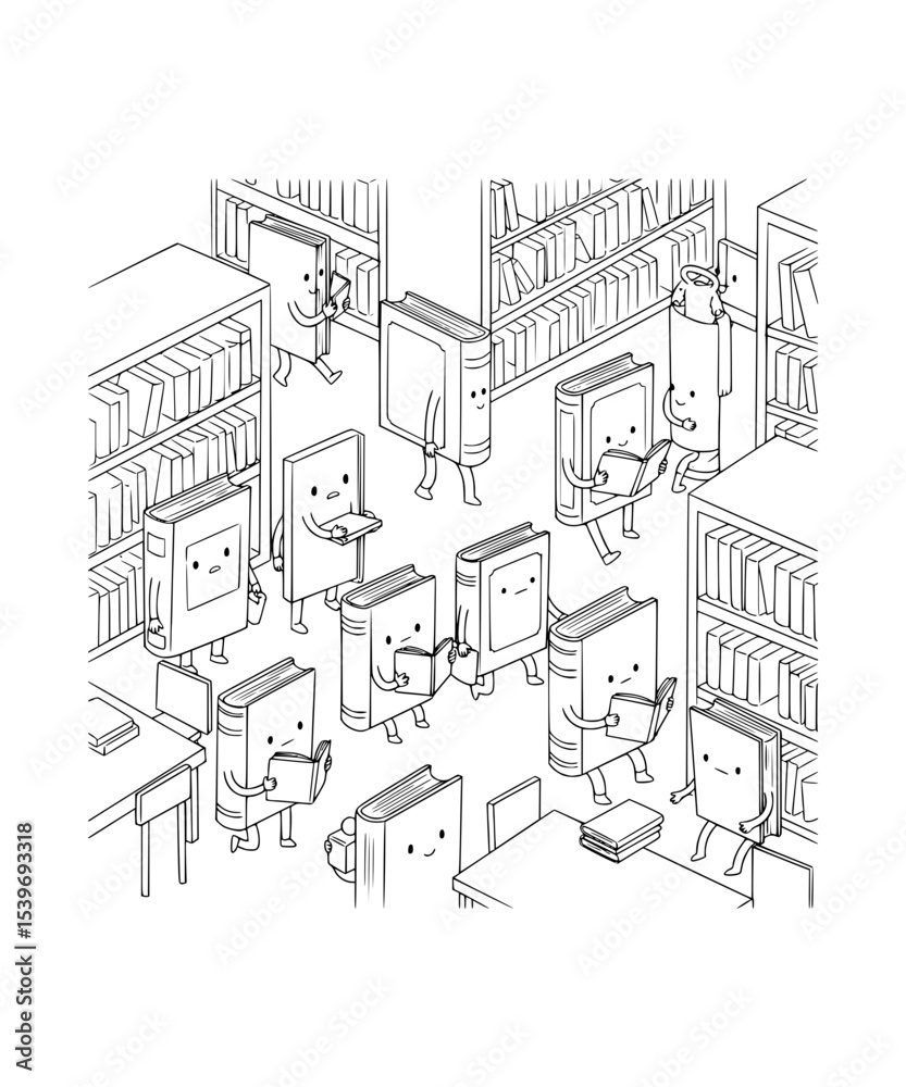 Obraz premium A library full of walking books