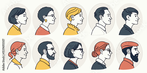 Group of diverse business people avatars, icons, and user set illustrations