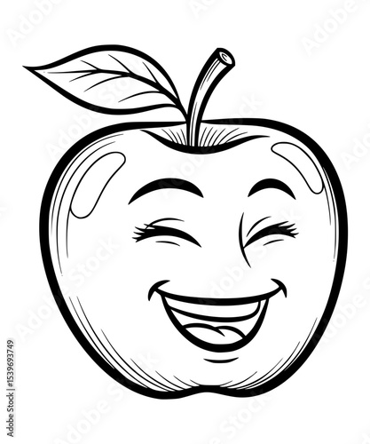 An apple turning into a smiling face