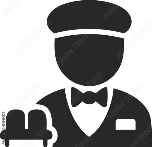 Usher solid icon used in event service, theater guidance, and hospitality profession designs.