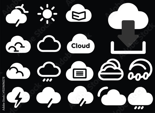 Flat Minimalist Cloud and Weather Icon Pack