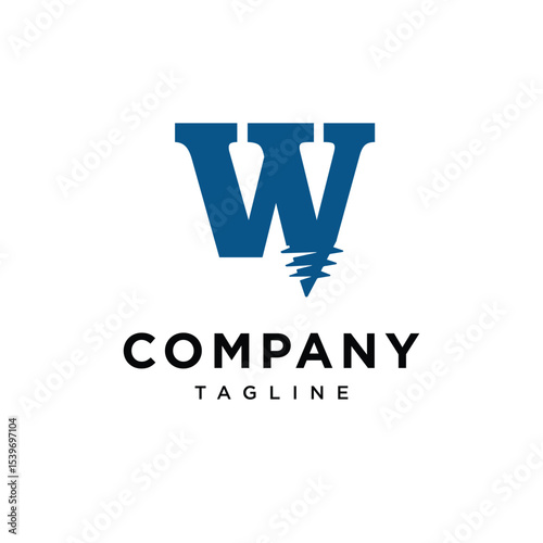 Letter W Screw logo Icon Vector