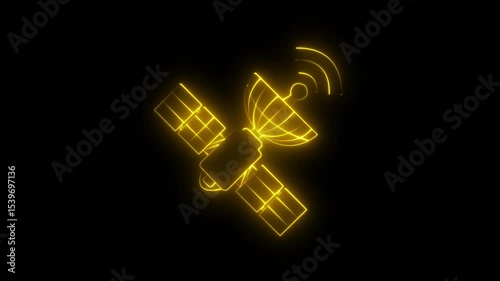 Neon Telecommunication Signal – Glowing HD Icon Animation on Black and  Neon Glow Motion Graphic in HD.