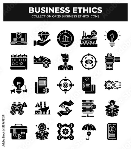 Collection of 25 Business Ethics Icons: A Guide to Ethical Business Practices