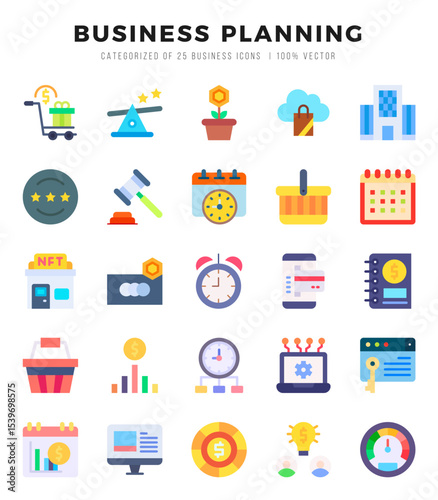 Set of Business Planning Icons. Simple line art style icons pack.for website and mobile site and apps.