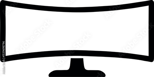 Monitor Curved Screen Icon Vector Black Silhouette Print Design