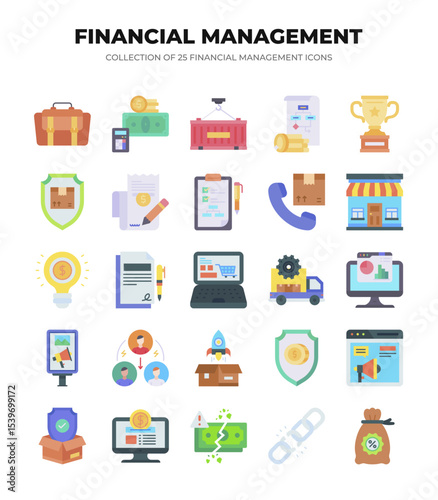 Financial Management Icons. A Collection of 25 Essential Business Icons
