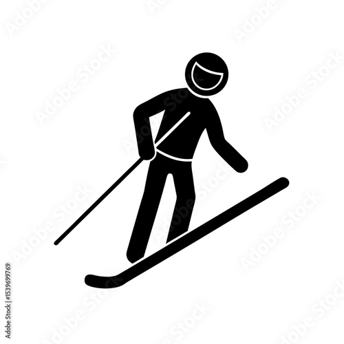 Skier Icon Vector Flat and Clean Look Isolated