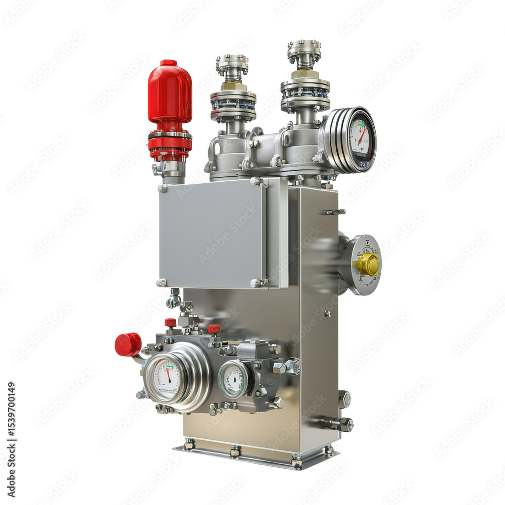 Fototapeta premium Modern Industrial Pressure Regulator with Gauge and Alarm System