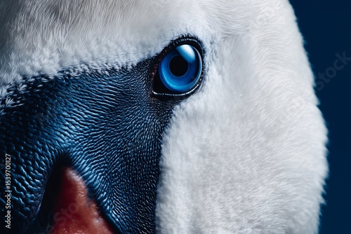Fototapeta Naklejka Na Ścianę i Meble -  Macro shot of swan eye and beak, Extreme close-up with high detail, Concept for precision and visual analysis