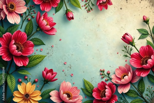Distressed fabric with a faded, late-blooming floral pattern, floral, vintage