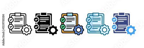 Action Checklist Icon Set Multiple Style Collection
