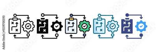 Implementation Plan Icon Set Multiple Style Collection