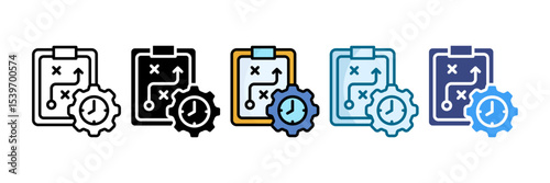 Time Management Strategy Icon Set Multiple Style Collection