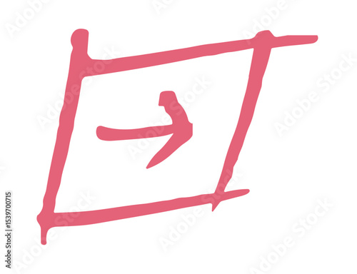 Arrow Pointing Right in Square Hand Drawn. Keyboard Key