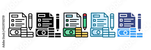 Budget Planning Icon Set Multiple Style Collection