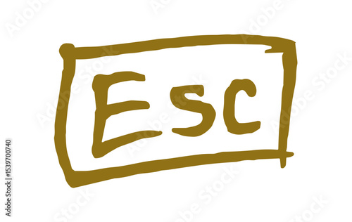 Escape Text in Square Hand Drawn Symbol. Keyboard Key