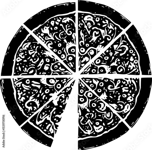 Pizza Black Silhouette Vector Slice Food Design