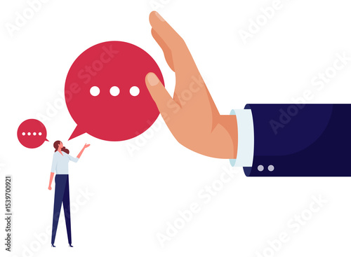 Εκτύπωση καμβά Deny request or manager decision authority, work conflict concept, rejection, sa