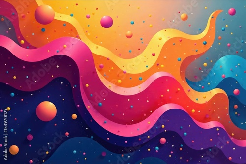 Geometric abstract shapes, vibrant colors, modern style, bright, geometric, trendy