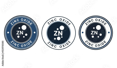 Zinc Oxide (ZnO) Chemical Compound Labels | Science and Chemistry Product Badge Designs for Sunscreen, Cosmetics and Healthcare