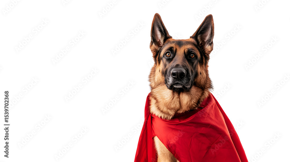 Obraz premium German Shepherd in Superhero Cape for Halloween Party