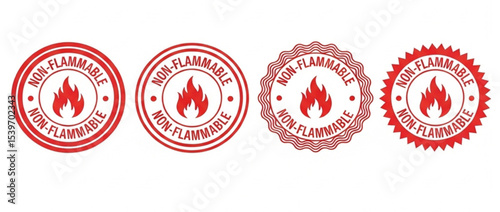 Non-Flammable Label Set | Collection of Fire Safety Icons for Product Packaging and Hazard Warnings