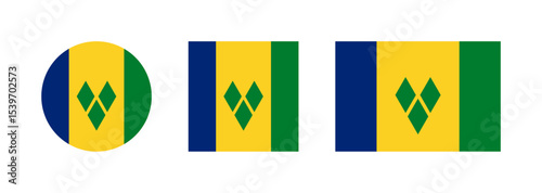 
Saint Vincent and the Grenadines flag PNG vector. Saint Vincent and the Grenadines square and round icon isolated on transparent PNG background. Saint Vincent and the Grenadines flag icon.